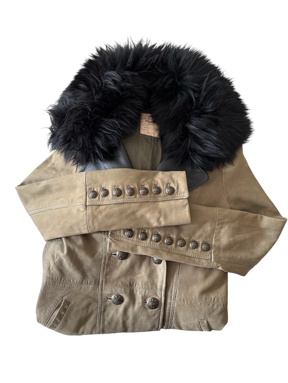 Free People Military Leather Trench Coat
